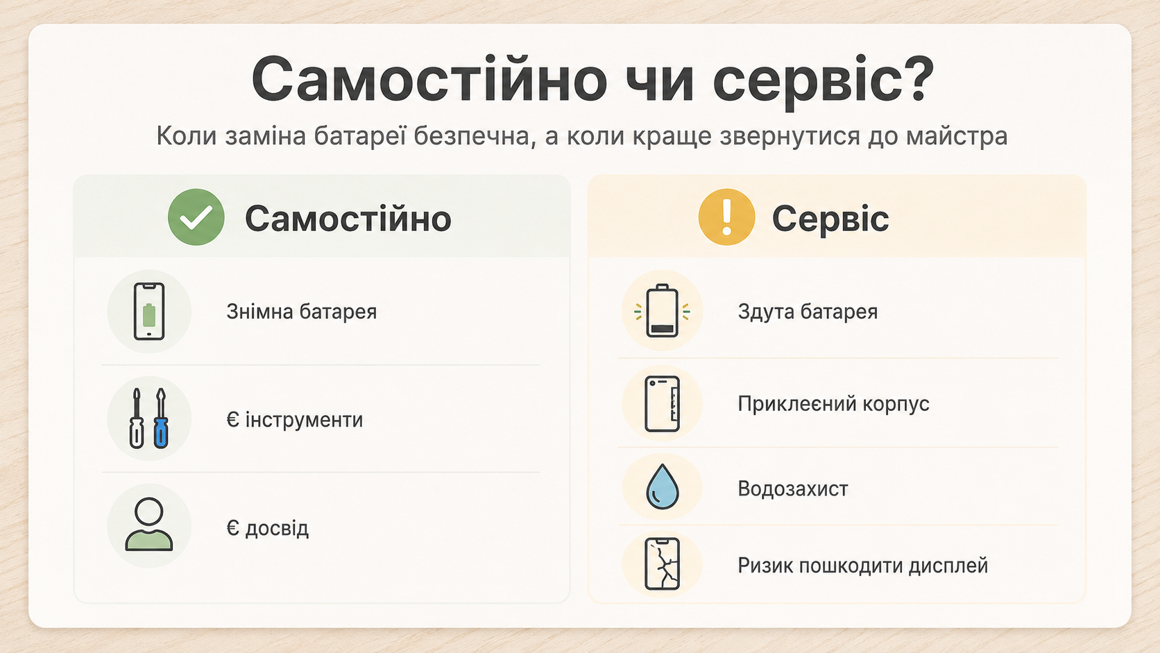 самостійна заміна батареї смартфона